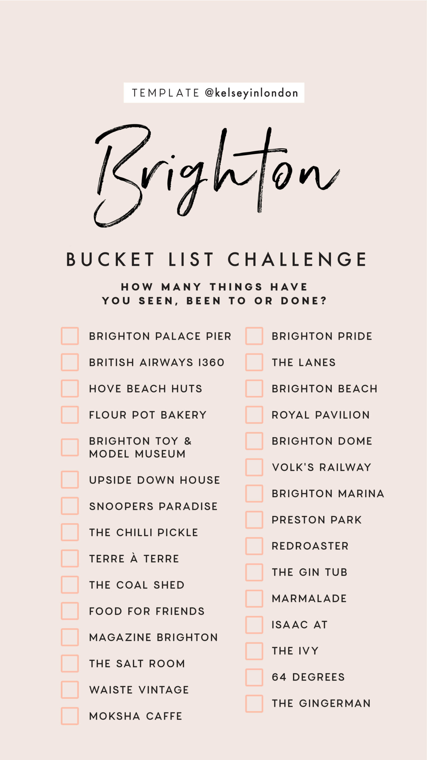 Top things to do in brighton Bucket list Instagram Story Template kelseyinlondon Kelsey Heinrichs brighton places travel guide