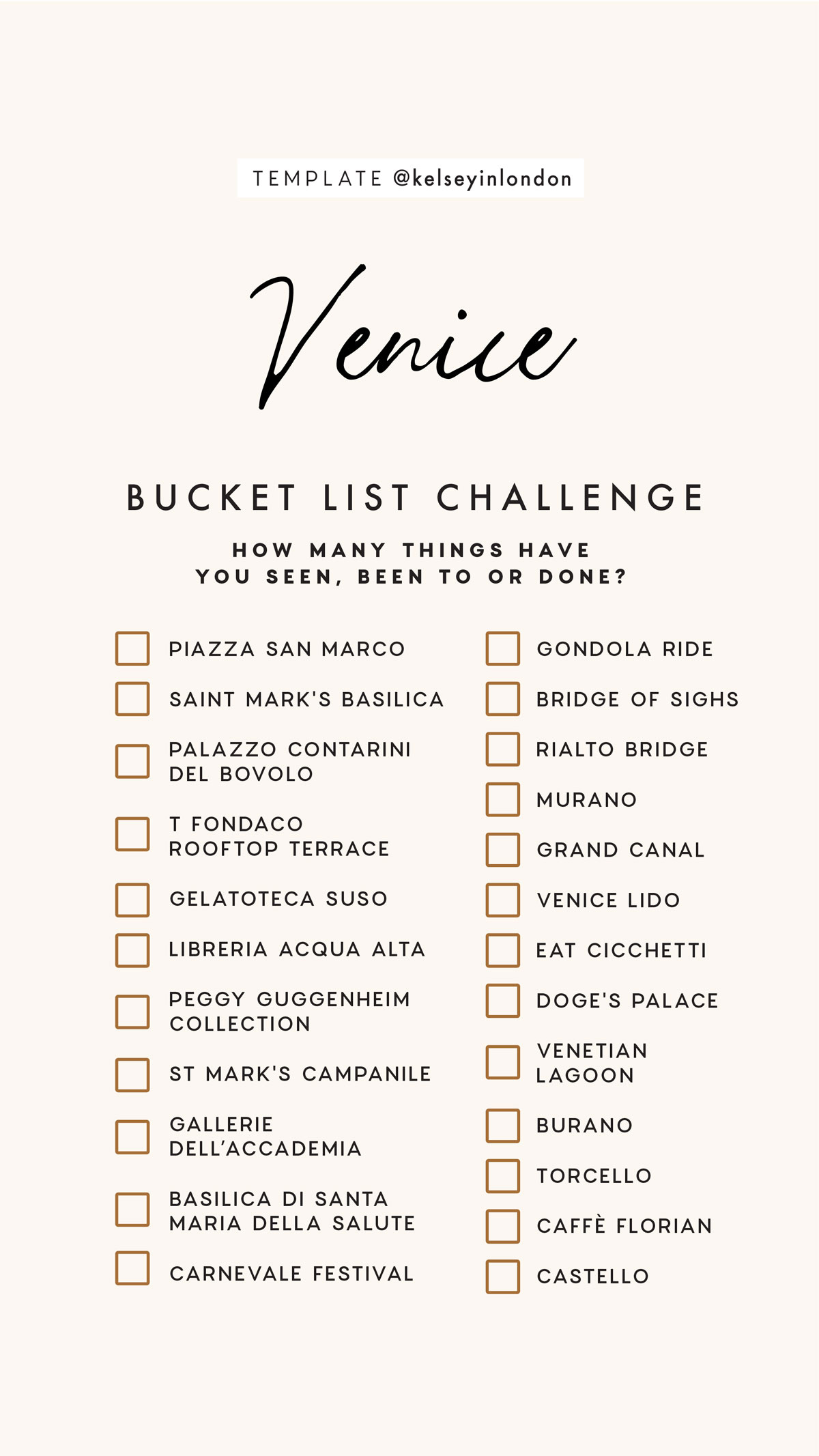 Top things to do in Venice - Venice Bucketlist - Instagram Story Template - kelseyinlondon - Kelsey Heinrichs - What to do in Venice - Where to go in Venice - top places in Venice - Venice Instagram Spots 