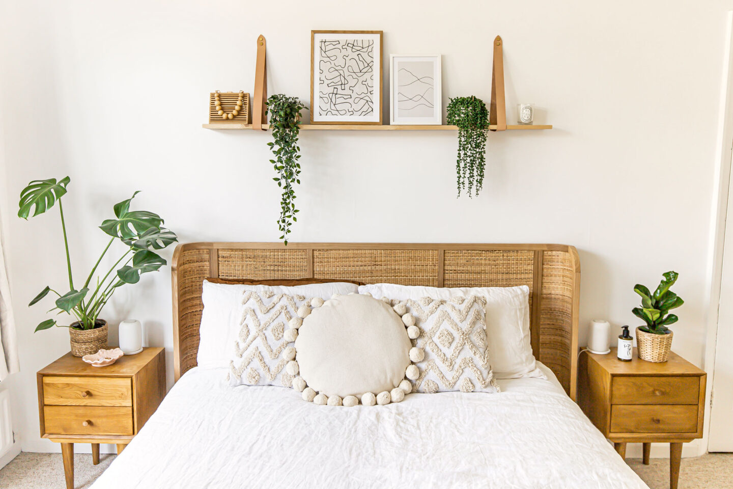 DIY Shelf Tutorial Floating Wooden Shelf with Leather Straps - Kelseyinlondon - homewithkelsey - Kelsey Heinrichs