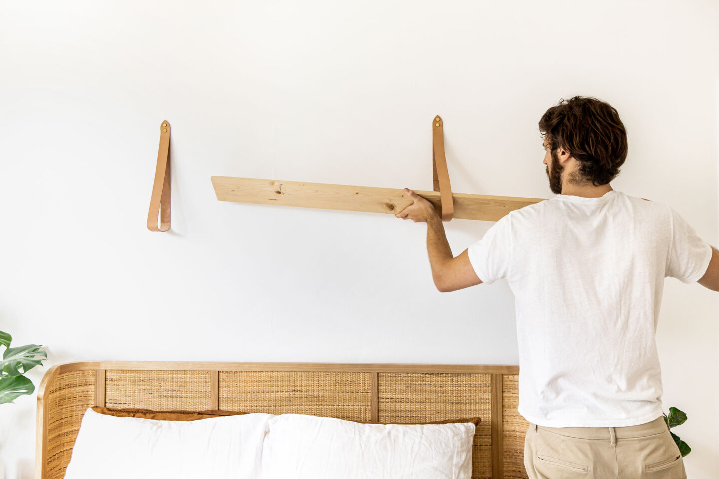 DIY Hanging Leather Shelves