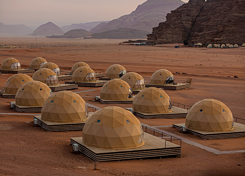 igloo like domes in wadi rum desert camp