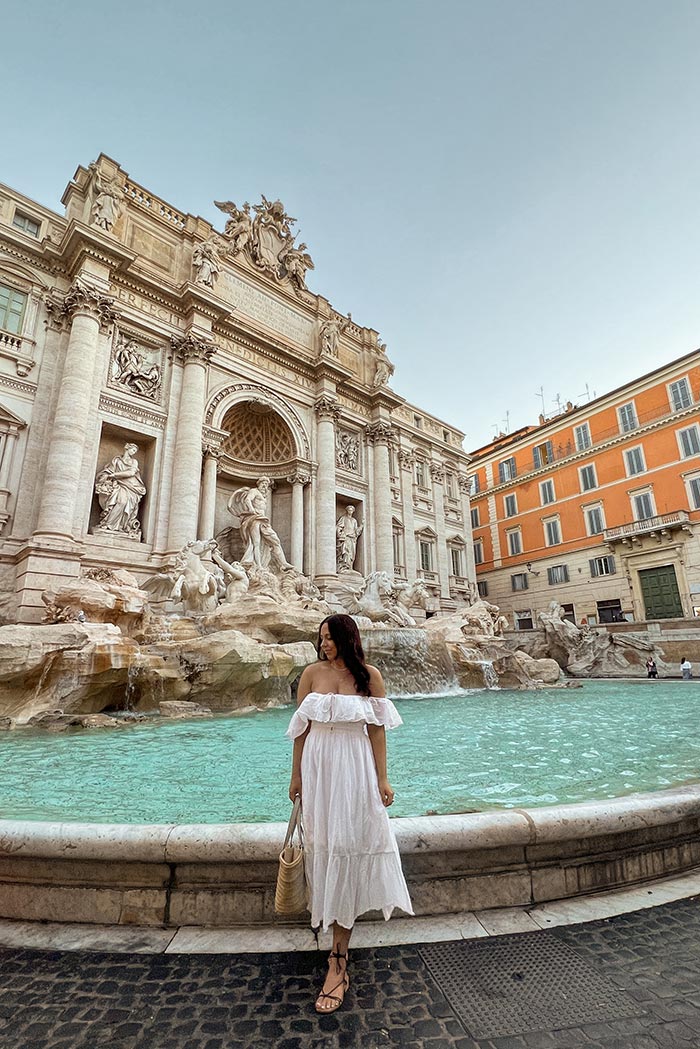 Kelsey standing in front of Trevi Fountain in Rome